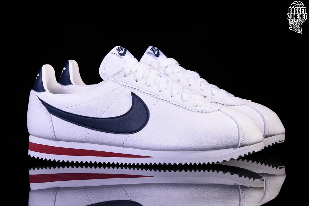 nike cortez white navy red