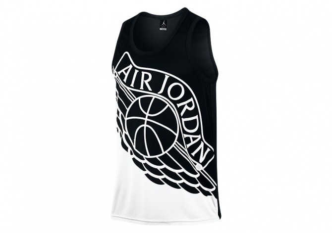 NIKE AIR JORDAN WINGS BLOCKOUT BASKETBALL TANK BLACK WHITE