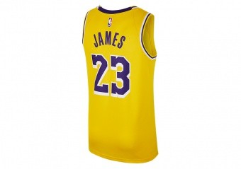 LA Lakers LeBron James Swoosh Statement Edition Swingman Jersey 52 XL Nike