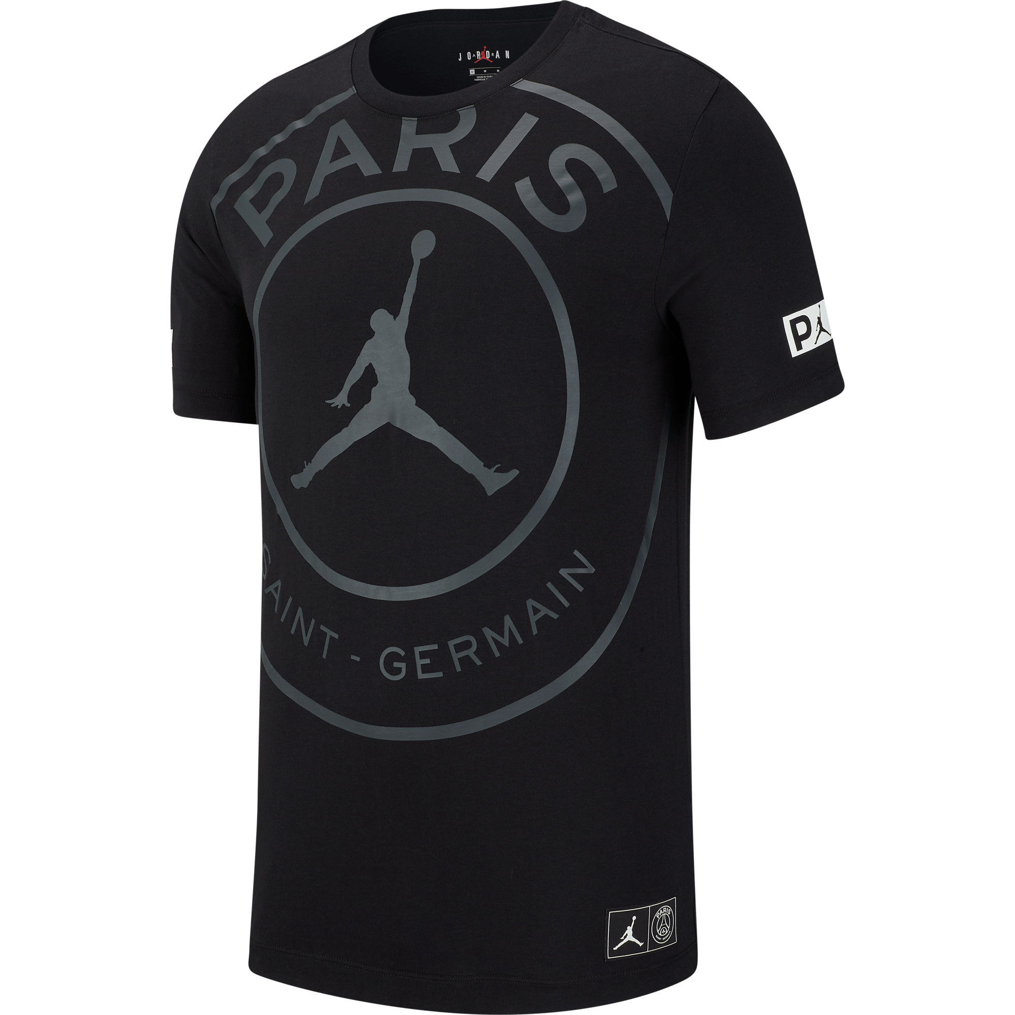 NIKE AIR JORDAN PSG PARIS SAINT-GERMAIN LOGO TEE BLACK