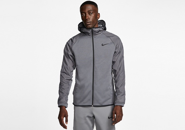 NIKE THERMA WINTERIZED BASKETBALL FULL-ZIP HOODIE DARK GREY