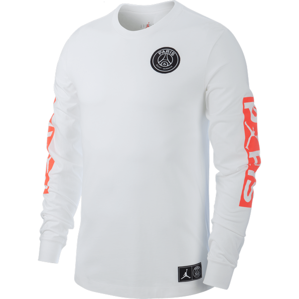 NIKE AIR JORDAN PSG PARIS SAINT-GERMAIN LONG SLEEVE TEE WHITE