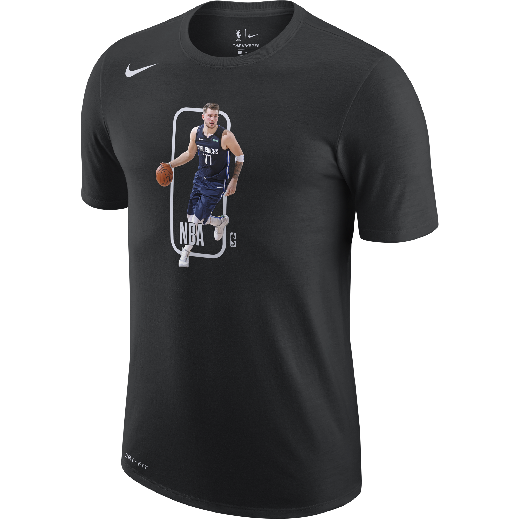 NIKE NBA DALLAS MAVERICKS LUKA DONČIĆ PLAYER LOGO DRI-FIT TEE BLACK