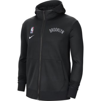 NIKE NBA BROOKLYN NETS SHOWTIME THERMA FLEX HOODIE BLACK