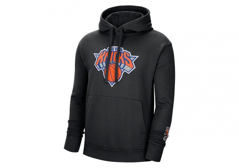 NIKE NBA NEW YORK KNICKS CITY EDITION LOGO PULLOVER HOODIE BLACK