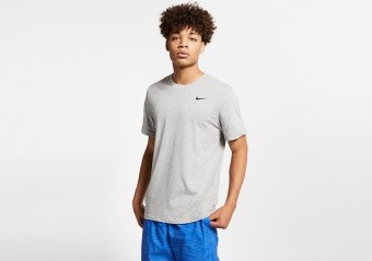 NIKE DRI-FIT CREW SOLID TEE DARK GREY HEATHER