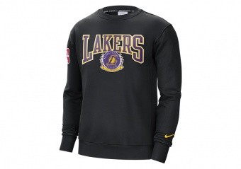 NIKE LOS ANGELES LAKERS FLEECE COURTSITE 75 CREWNECK BLACK