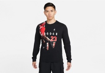 NIKE AIR JORDAN HOLIDAY BRAND LONG SLEEVE CREW BLACK